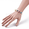 Round Mixed Gemstone Braided Bangle with Natural Pearl BJEW-JB08000-3