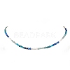 3.5MM Faceted Round Natural Apatite & Kyanite and Potato Natural Pearl Beaded Necklaces with 304 Stainless Steel End Chains NJEW-JN05974-01-2