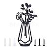 Iron Wall Art Vase Flowers AJEW-WH0263-16-1