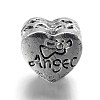 Large Hole Heart Alloy Glass Rhinestone European Beads MPDL-L013-04B-2