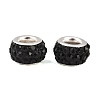 Polymer Clay Rhinestone European Large Hole Beads with Silver Color Plated Brass Cores FPDL-R002-01-4