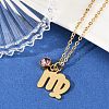 304 Stainless Steel Glass Drill Birth Stone Constellation Pendant Necklaces LS-STAS-D305-08G-F-4