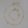304 Stainless Steel Flower Link Chain Necklaces and Bracelets DF0903-3-4