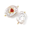 Natural Baroque Keshi Pearl & Glass Pendants PALLOY-JF05928-02-2