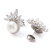 Cubic Zirconia Flower with Natural Pearl Stud Earrings EJEW-F318-08P-2
