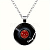 Alloy Glass Vinyl Record Link Bangles & Dangle Earrings & Pendant Necklaces Sets FS-WG14261-01-2