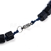 Synthetic Blue Goldstone Hexagon Prism Graduated Beaded Necklaces for Women Men NJEW-K388-03V-3
