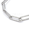 Tarnish Resistant 304 Stainless Steel Textured Paperclip Chain Bracelets BJEW-JB05112-2