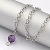 Natural Amethyst Sphere Dowsing Pendulums X-BJEW-E292-A07-3