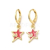 Star & Moon Real 18K Gold Plated Brass Dangle Leverback Earrings EJEW-L268-032G-02-1