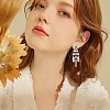 Synthetic Turquoise Rectangle Chandelier Earrings JE1132A-7