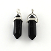 Black Stone Pendants with Alloy Findings G-R278-27P-1