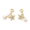 Natural Pearl Spring Ring Clasp Charms KK-I697-06G-2
