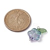 Transparent Glass Flower & Acrylic Leaf Pendants PALLOY-JF02287-01-4