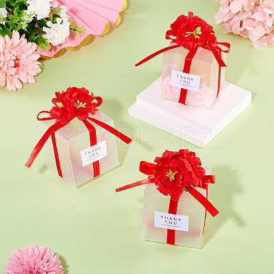 Clear PVC Candy Gift Packaging Boxes with Ribbon & Artificial Flower CON-TAC0001-20C-1