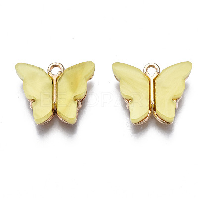 Alloy Acrylic Pendants X-ENAM-R136-01D-1