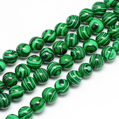 Synthetic Malachite Beads Strands G-T053-8mm-05-1
