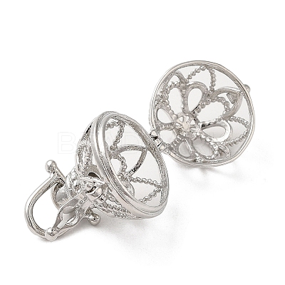 Rack Plating Brass Hollow Round Cage Pendants KK-Z029-03P-1