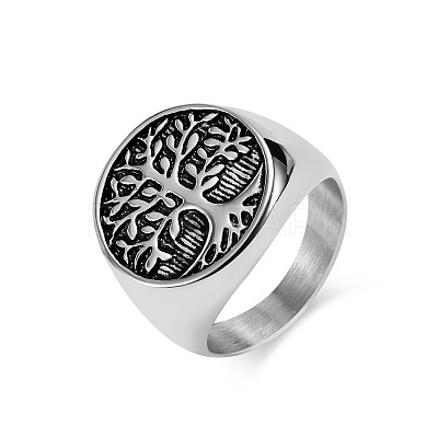 Retro Stainless Steel Tree of Life Finger Ring FIND-PW0020-06C-AS-1