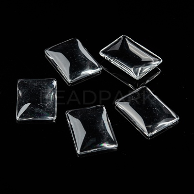 Transparent Rectangle Glass Cabochons X-GGLA-R025-25x18-1