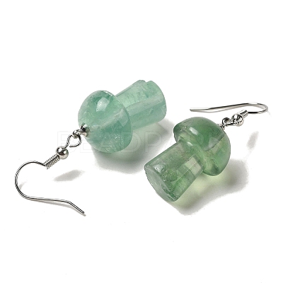 Natural Mixed Gemstone Mushroom Dangle Earrings EJEW-E296-05P-A-1