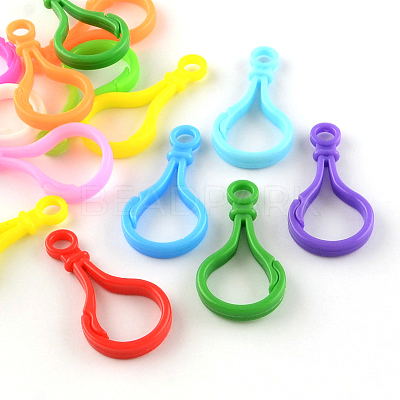 Opaque Solid Color Bulb Shaped Plastic Push Gate Snap Keychain Clasp Findings KY-R006-M-1