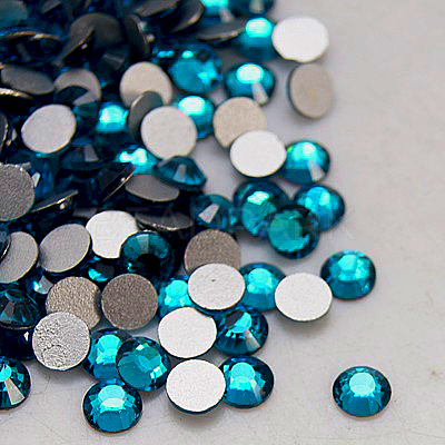 Blue Zircon Faceted Glass Flat Back Rhinestone for Nail Art X-RGLA-C002-SS6-229-1