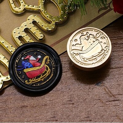 Christmas Series Wax Seal Brass Stamp Head AJEW-M037-01G-10-1