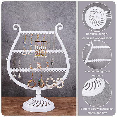 3-Tier PP Plastic Earring Display Stands EDIS-WH0012-28B-1