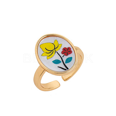 Brass & Shell Cuff Open Rings FS-WGBC7E6-04-1