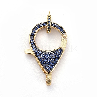 Brass Micro Pave Cubic Zirconia Lobster Claw Clasps ZIRC-K081-95G-01-1
