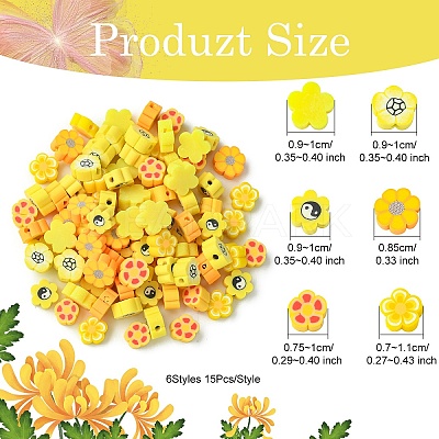 6 Styles Handmade Polymer Clay Beads CLAY-YW0001-95-1
