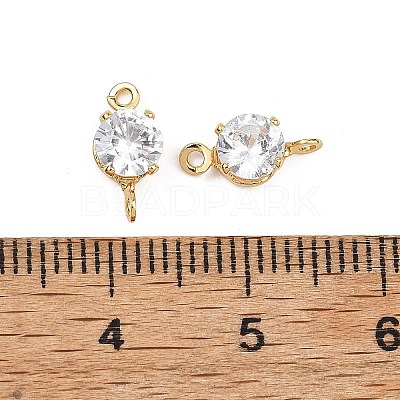 SHEGRACE Brass Pave Cubic Zirconia Flat Round Connector Charms XGRQ2O098-435A-G-1