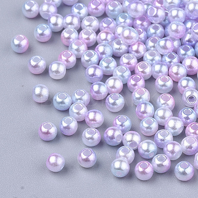 Rainbow ABS Plastic Imitation Pearl Beads X1-OACR-Q174-10mm-01-1