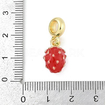 Brass Enamel Fruit European Dangle Charms KK-Z090-08G-03-1