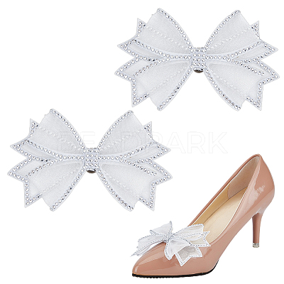 Cloth Rhinestone Bowknot Shoe Decoration FIND-WH0199-63A-1