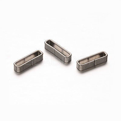 Tarnish Resistant Rectangle 201 Stainless Steel Slide Charms X-STAS-D111-04-1