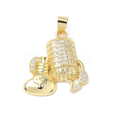 Micro Pave Clear Cubic Zirconia Pendants KK-L253-13G-03-1