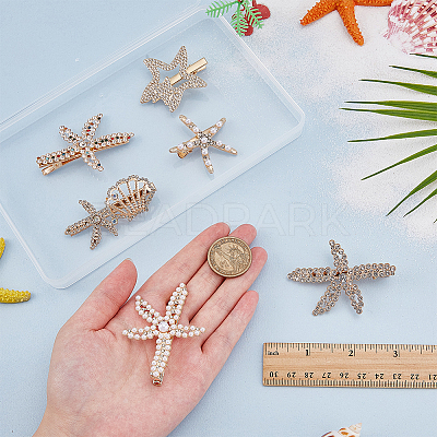 6Pcs 6 Styles Starfish Rhinestone Alligator Hair Clips PHAR-PH0001-18-1