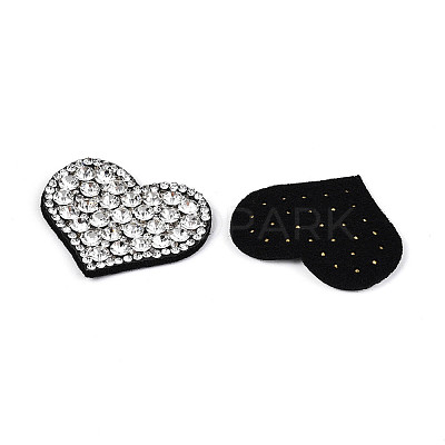 Heart Hotfix Glass Rhinestone with Cloth Patches PATC-T002-02A-1