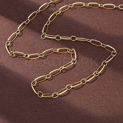 304 Stainless Steel Oval Link Chain Necklaces X-NJEW-Q013-09G-1