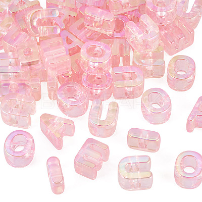 50Pcs 5 Styles UV Plating Rainbow Iridescent Acrylic Beads OACR-TA0004-67E-1