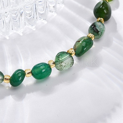 Natural Agate Beaded Bracelets for Women G-P563-07P-01-1