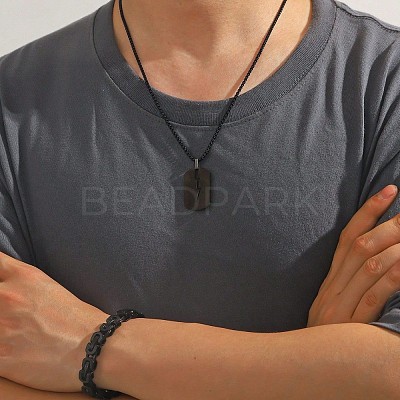 304 Stainless Steel Chain Bracelets & Rectangle Pendant Necklaces & Rings for Men FS-WGDB989-01-1