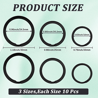 30Pcs 3 Styles Iron Split Key Rings KEYC-CY0001-03-1