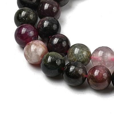 Round Natural Multicolor Tourmaline Beads Strands G-K068-13-6mm-01-1