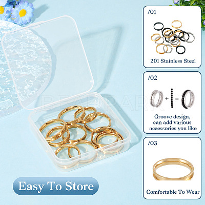 12Pcs 6 Size 201 Stainless Steel Grooved Finger Ring Settings RJEW-TA0001-06G-1