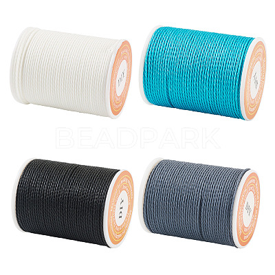 4 Rolls 4 Colors Round Waxed Polyester Cord YC-TA0001-21D-1