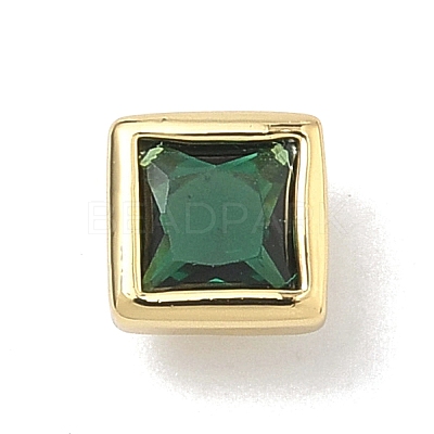 Square Brass Micro Pave Cubic Zirconia Cabochons KK-P345-13G-E-1