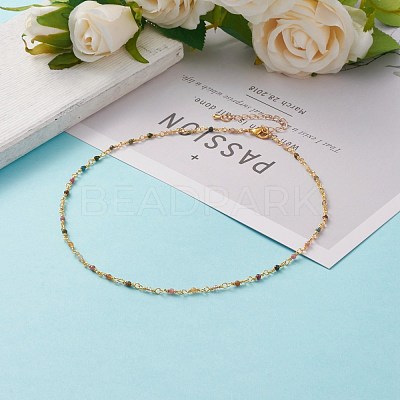 Faceted Round Natural Multicolor Tourmaline Beaded Necklaces NJEW-JN03215-02-1